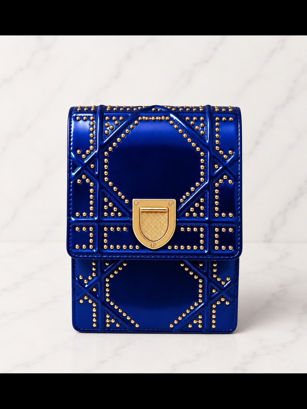 Dior Royal Blue Mini Shoulder Bag with Gold Studs